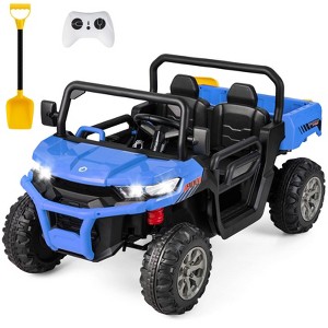 Costway 24V Ride on Dump Truck Electric 2-Seater Kids UTV w/Dump Bed & Bight Lights and Remote Control Red - 1 of 4