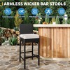 Outdoor Bar Stool Set of 2, Counter Height Bar Chair with Soft Cushion & Ergonomic Footrest, Rattan Barstool Set for Patio Pool - 2 of 4
