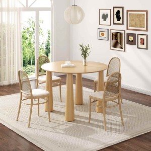 Lirago 30"H Round Wood Dining Table with 4 Legs 45*45 Natural - 1 of 4