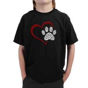 LA Pop Art Paw Heart - Boy's Word Art T-Shirt - 1 of 4