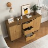 Sideboard Buffet Cabinet With Storage, Wood Coffee Bar Cabinet, Console Cabinet With 3 Drawers & 1 Door, Kitchen Buffet Cabinet Cupboard Natural - 2 of 4