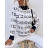 KOJOOIN Women's Christmas Crystal Frost Half-Neck Knit Top Long Sleeve Thermal Snowflake Design Festive Comfort Pullover - 2 of 4