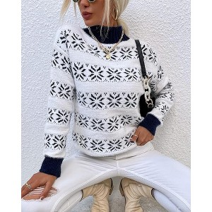 Womens Turtleneck Drop Shoulder Sweaters Chunky Knit Long Sleeve Oversized Sweater Fall Winter Pullover Jumper Tops - 1 of 4