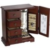 Solid Wooden Jewelry Box Organizer Women Ring Storage with 4-Drawers Built-in Necklace Carousel and Mirror - 2 of 4