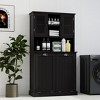 TIRAMISUBEST Two-Compartment Tilt-Out Dirty Laundry Basket Tall Bathroom Cabinet with 2 Adjustable Shelves-Black Sideboard Buffet Cabinet - - 3 of 4