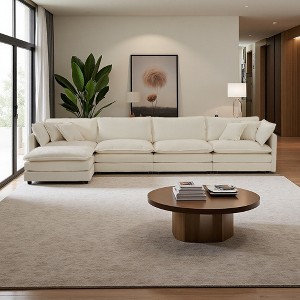 147" Chenille Modular L-Shaped Sectional Sofa with Ottoman - 1 of 4