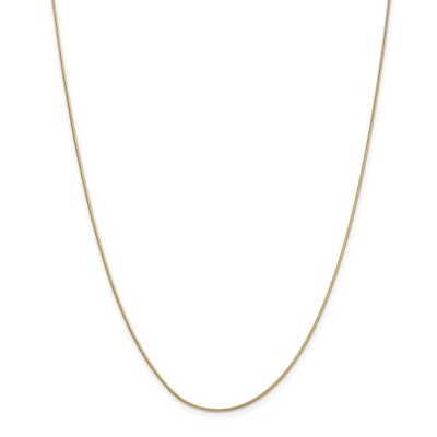 Black Bow Jewelry 0.9mm 14k Yellow Gold Solid Round Snake Chain Necklace