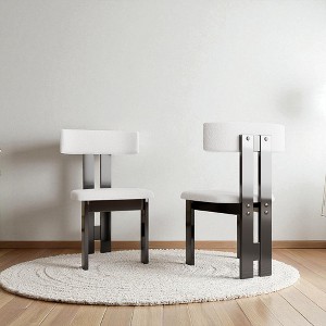 Set of 2 Modern Velvet Dining Chairs with Solid Wood Legs, Upholstered Vertical Backrest, Comfortable Seating for Kitchen or Dining Room - 1 of 4