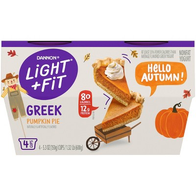 Light + Fit Pumpkin Pie Greek Nonfat Yogurt - 4ct/5.3oz Cups
