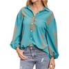 Nlife Women Pineapple Printed Lapel Collar Half Sleeves Buttons Down Blouse Shirt - 4 of 4