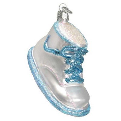 Old World Christmas 2.25 In Blue Baby Shoe Ornament Birth Baptism Tree Ornaments