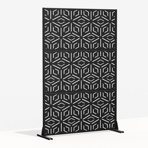 Dovelina Metal Outdoor Privacy Screen Freestanding Patio Decorative Screens - 72"x47", Black, Ernest - 1 of 4