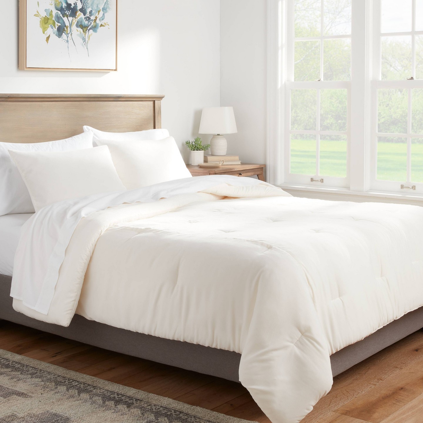 Threshold King Lustrous Velvet Comforter & Sham Set Light Teal Blue, цвет: Кремовый — фото 2