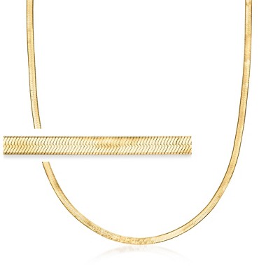 Ross-Simons Italian 3mm 18kt Gold Over Sterling Herringbone Necklace Size 18