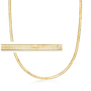 Ross-Simons Italian 3mm 18kt Gold Over Sterling Herringbone Necklace Size 18 - 1 of 3