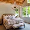 LNC Timeless Beaded Teardrop Chandelier, 1 to 3-Light Distressed Wood and White Beads, Farmhouse Coastal,  10-in, 15.5-in - 2 of 4