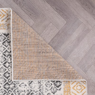 Yellow and Gray Distressed Bohemian 5' x 7' Area Rug