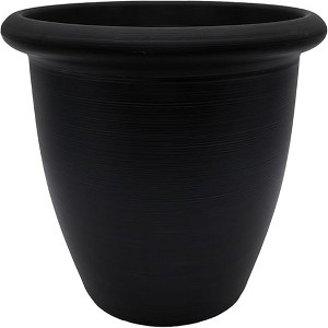 The HC Companies Sevilla Round Self-Watering Pot, Plastic Classic Planter with Internal Disk for Indoor and Outdoor Plants, 12 Inch, Black - 1 of 2