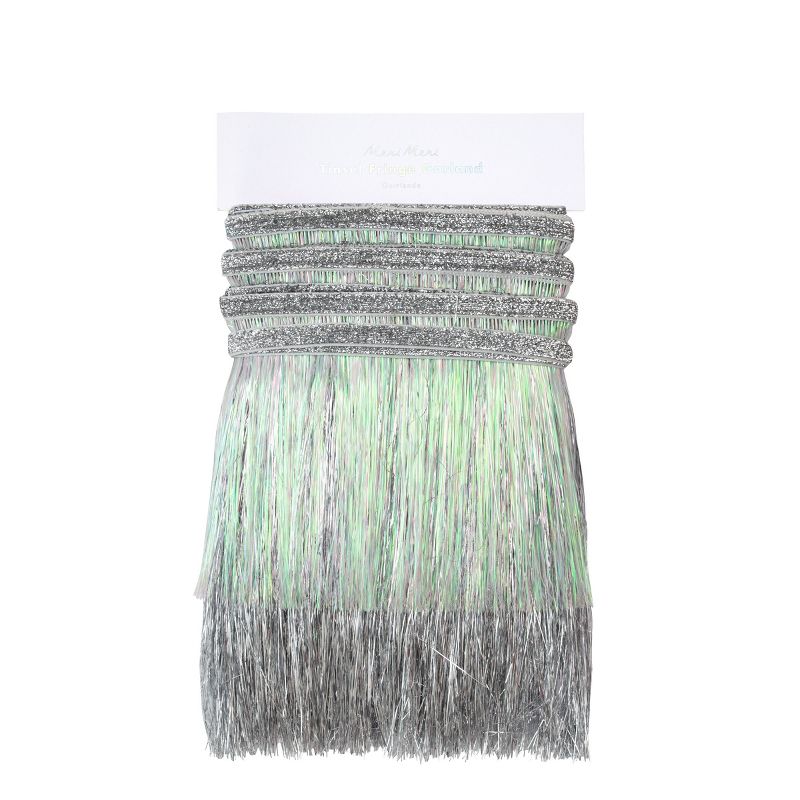 Meri Meri Silver Iridescent Tinsel Fringe Garland (10' with excess cord - Pack of 1), 4 of 7