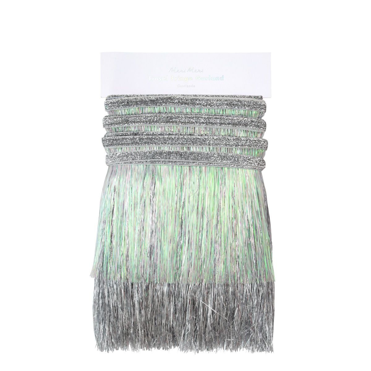 Meri Meri Silver Iridescent Tinsel Fringe Garland (10' with excess cord - Pack of 1) - thumbnail 4
