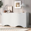 Bella Depot Four-Door Sideboard with Vertical Stripes and Wavy Design - 2 of 4