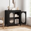 Modern Sideboard Buffet Cabinet, Accent Storage Cabinet with Adjustable Shelf and Glass Doors, Small Console Cabinet with Storage , Black - 2 of 4