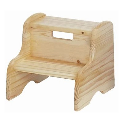 Little Colorado 105WDUNF Durable Wooden Supportive Stepping Stool and Chair for Kids Bathroom, Kitchen, Bedroom, and Garage, with Handle, Unfinished