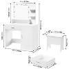 Vanity Desk with Mirror, Makeup Vanity Desk with Large Drawers, Dressing Table with Three Level Storage & Tiers of Open Shelves for Bedroom, White - 2 of 4