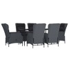 vidaXL Patio Dining Set Outdoor Dining Set Table and Chair Set for Garden - Dark Gray 63" Table Length 6 Chairs - 3 of 4