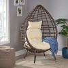 Okak Modern PE Wicker Patio Egg Chair Rattan Accent Chairs with Comfy Upholstery Outdoor&Indoor,Teardrop-Shaped Accent Chair for Porch&Backyard - 4 of 4