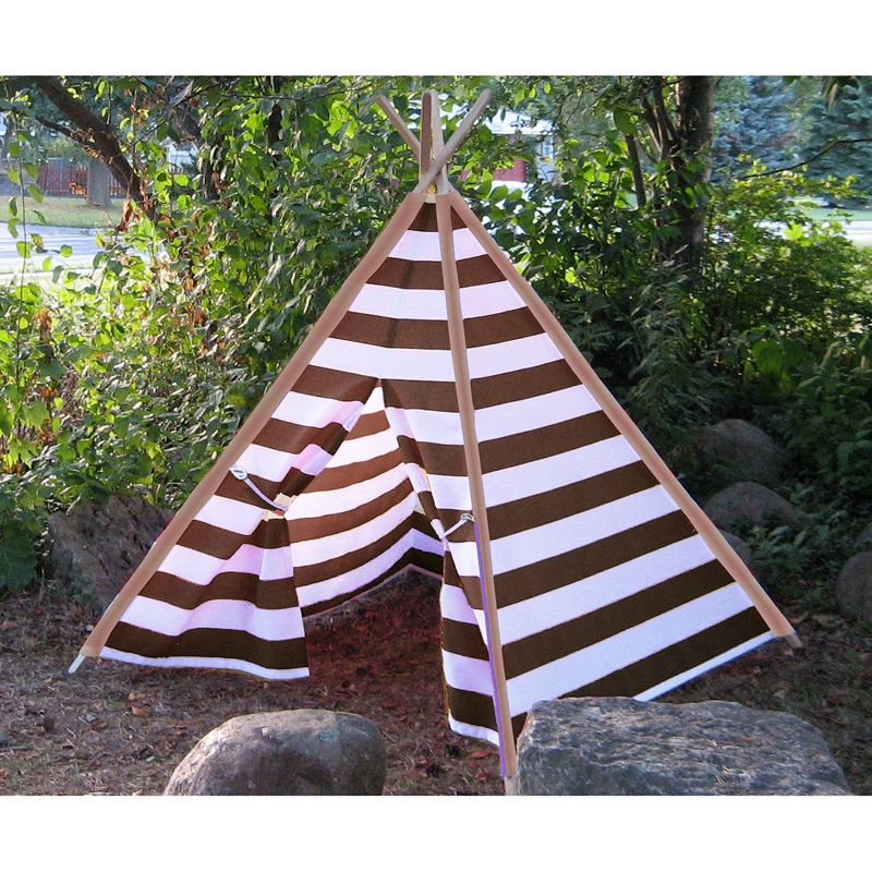 Modern Home Children's Canvas Play Tent Set with Travel Case - Brown/White Stripes, 5 of 6