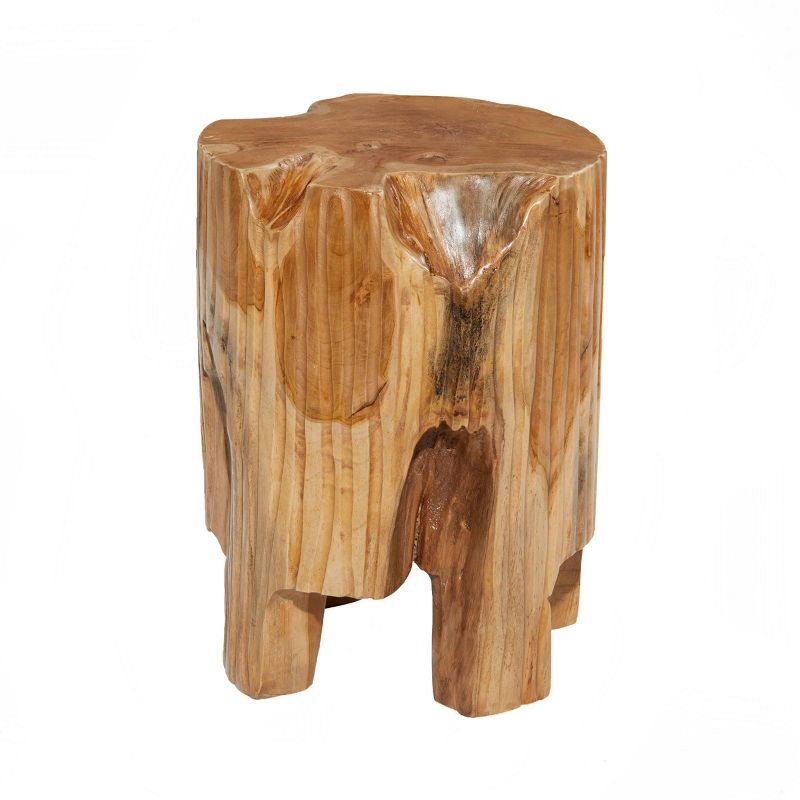 Contemporary Live Edge Teak Wood Stool Brown - Olivia &#38; May, 1 of 9