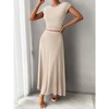 Women's 2 Piece Summer Outfits Dressy Casual Knit Short Sleeve Crop Top High Waist Midi Skirt Set - 3 of 4