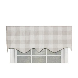 Grande Check Regal Style 3" Rod Pocket Valance 50" x 17" Gray by RLF Home - 1 of 4