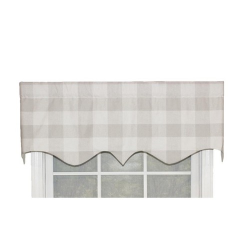 Grande Check Regal Style 3" Rod Pocket Valance 50" x 17" Gray by RLF Home - image 1 of 4