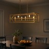ALOADECOR 6-Light 39'' Antique Gold Modern Candle Linear Chandelier Rectangle Industrial Dining Room Kitchen Island Ceiling Light - 2 of 4