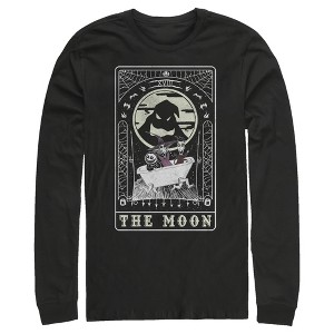 Men's The Nightmare Before Christmas Halloween Oogie Boogie and his Boys Moon Tarot Card Long Sleeve Shirt - 1 of 4