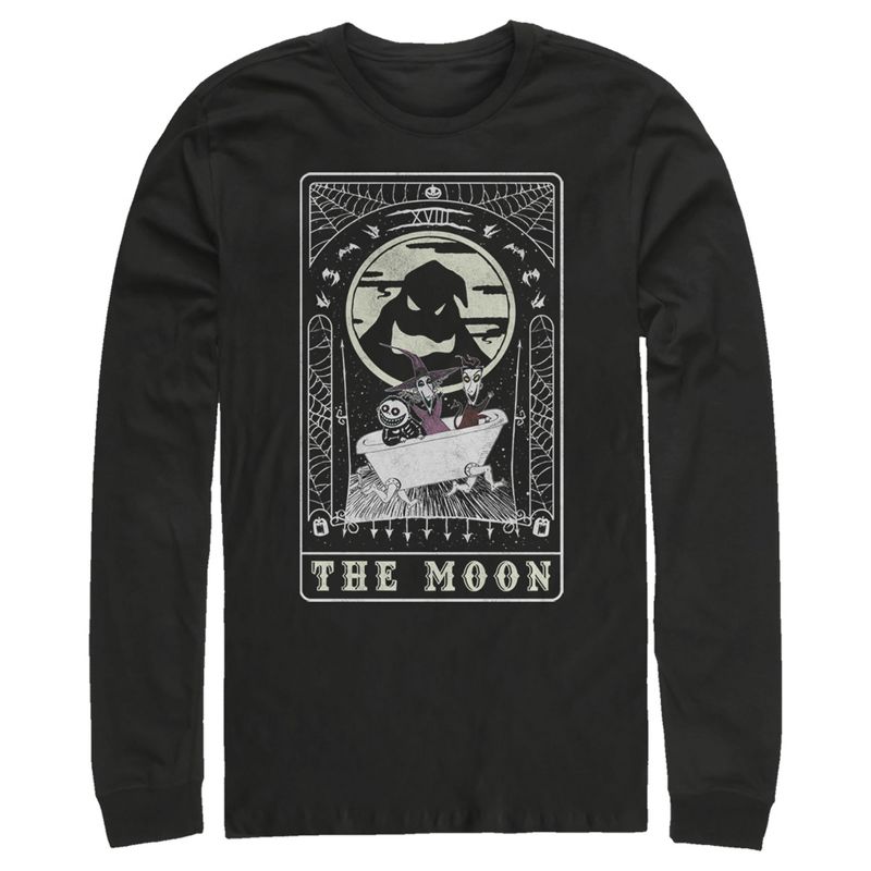 Men's The Nightmare Before Christmas Halloween Oogie Boogie and his Boys Moon Tarot Card Long Sleeve Shirt, 1 of 5
