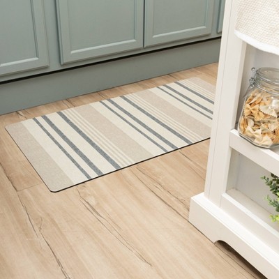20 x 40 Low Profile Charmed Manor Patterned Polyurethane Kitchen Mat with Foam Rubber Backing Neutral Stripe - Threshold™