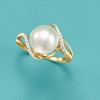 Ross-Simons 10-10.5mm Cultured Pearl Wave Ring With Diamond Accents in 14kt Yellow Gold - 4 of 4