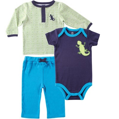 Yoga Sprout Baby Boy Cotton Layette Set, Lizard