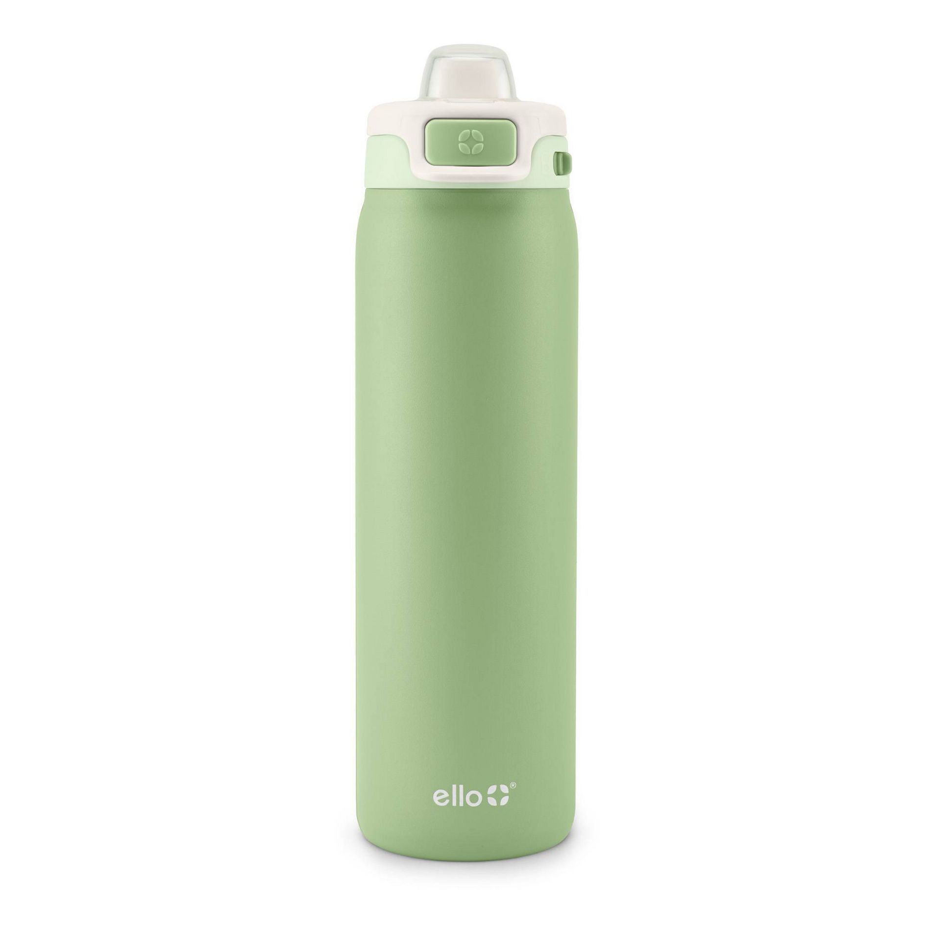 Ello Pop and Fill 22oz Stainless Steel Water Bottle Melon Green: Vacuum-Insulated, Leakproof, Twist-Off & Flip-Top Lid