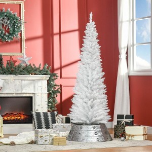 CIPACHO 6ft Artificial Pencil Christmas Tree Slim Xmas Tree with 390 Realistic Branch Tips and Plastic Stand,White - 1 of 4
