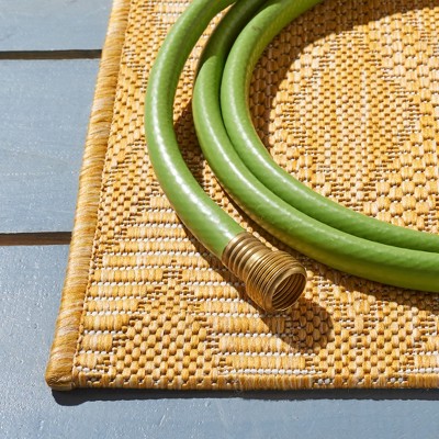 Gold Geometric 27" x 8" Stain-Resistant Indoor/Outdoor Rug