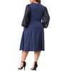 Agnes Orinda Women's Plus Size Swiss Dots Pattern Sleeves V Neck Midi Flowy A-Line Dress - 4 of 4