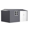 Durable Metal Storage Shed with Sloped Roof, Lockable Double Doors, 6 Vents, and Weather-Resistant Design for Backyard & Garden-Coolbibila - 3 of 4