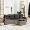 vidaXL 5 Piece Patio Sofa Set with Cushions - Gray Poly Rattan - 2 of 4