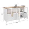 55" Modern Farmhouse Sideboard Buffet Cabinet with 4 Glass Doors snd Storage,for Kitchen Dining Room, Living Room (Glass with 4 Door, White) - 3 of 4
