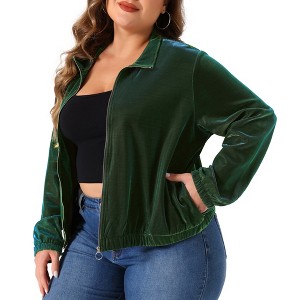 Agnes Orinda Women's Metallic Holographic Reflective Long Sleeve Zip Up Clubwear Party Jacket - 1 of 4