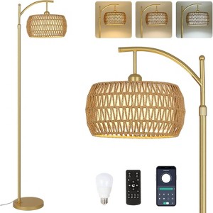 Gulches Arc Floor Lamp with Remote Control, Dimmable LED Floor Lamp with 3 Color Temperature, Standing Tall Pole Lamp for Living Room Bedroom,Gold - 1 of 4